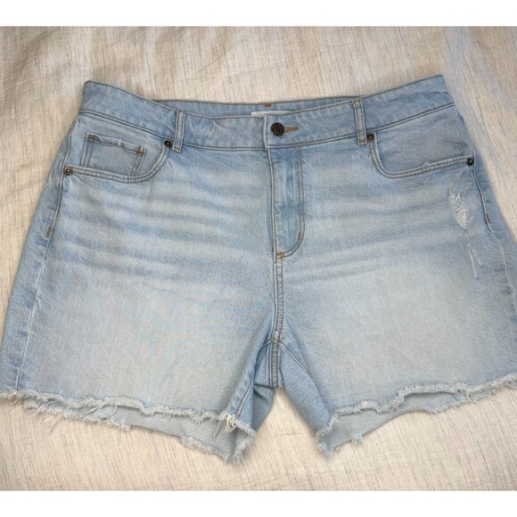 Loft Women's High Rise Denim Cut Off Shorts Light Wash Distressed Size 30/10 - Picture 1 of 14
